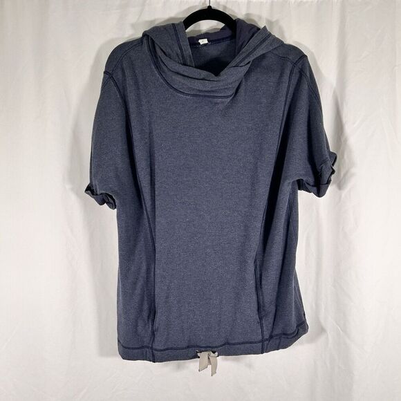 Lululemon Hoodie Sweater Women's 8 Blue Short Sleeve Pockets Drawstring - Picture 1 of 11
